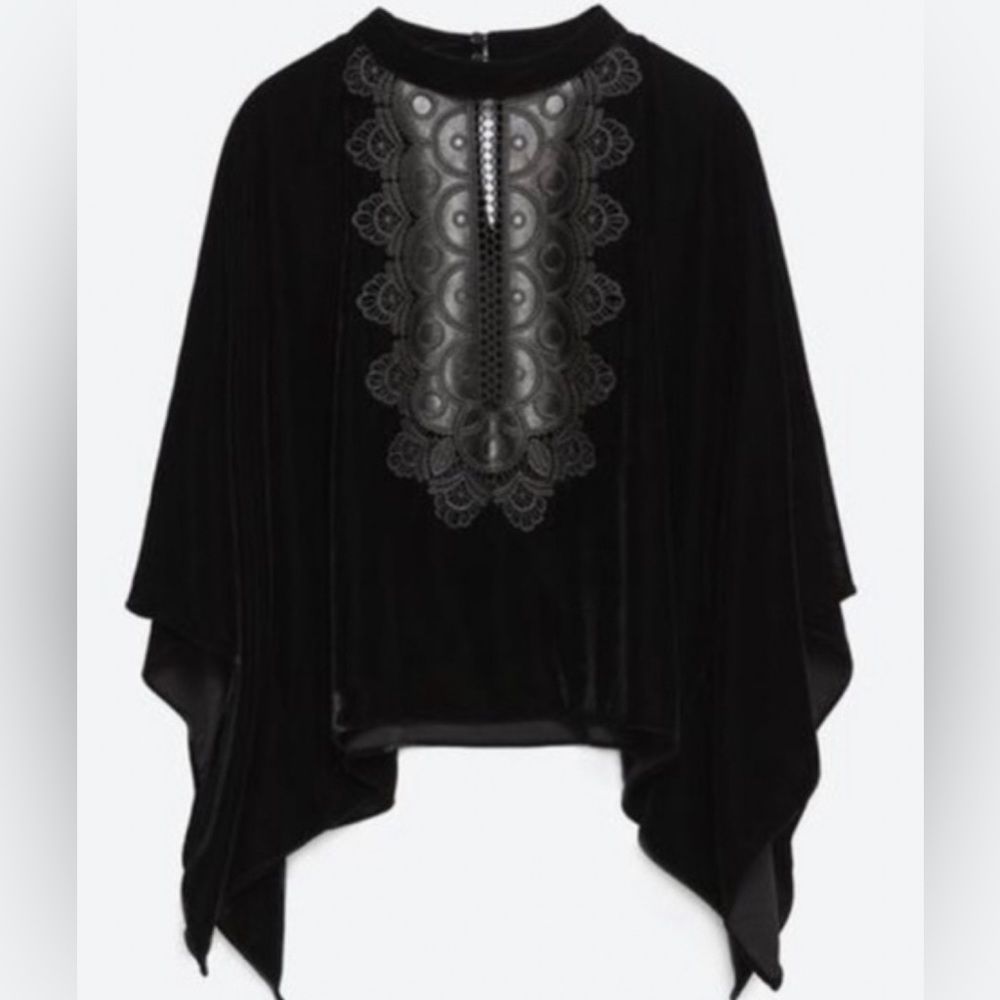 Zara Women’s embroidered velvet cape top
